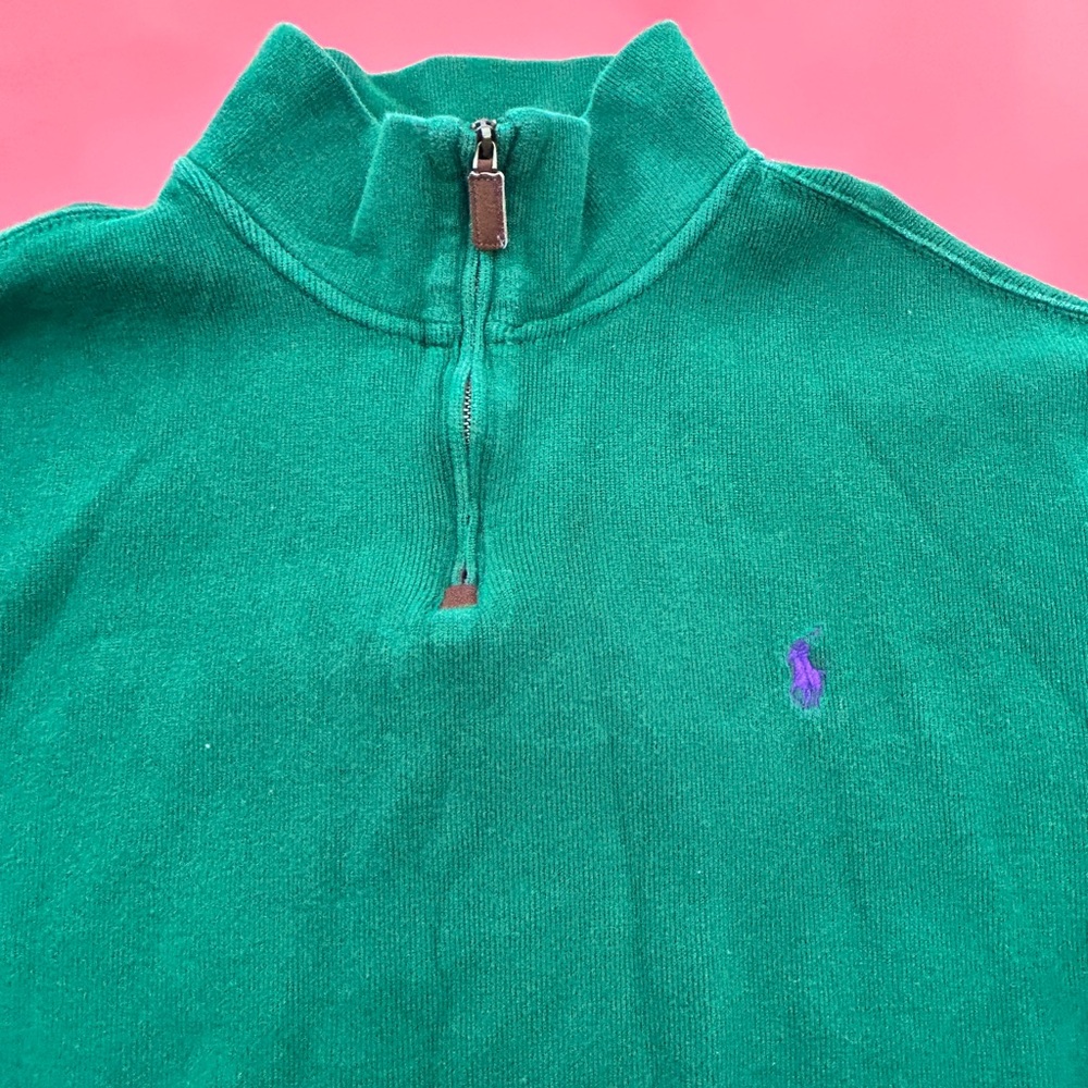 Dark Green Ralph Lauren Polo Quarter Zip Very Nice Color